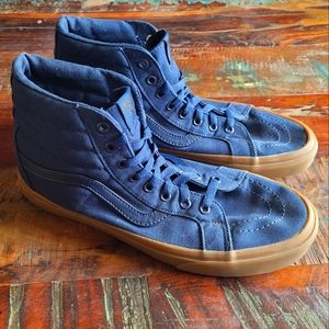 Mens Navy Blue VANS Skateboard High Top Shoes